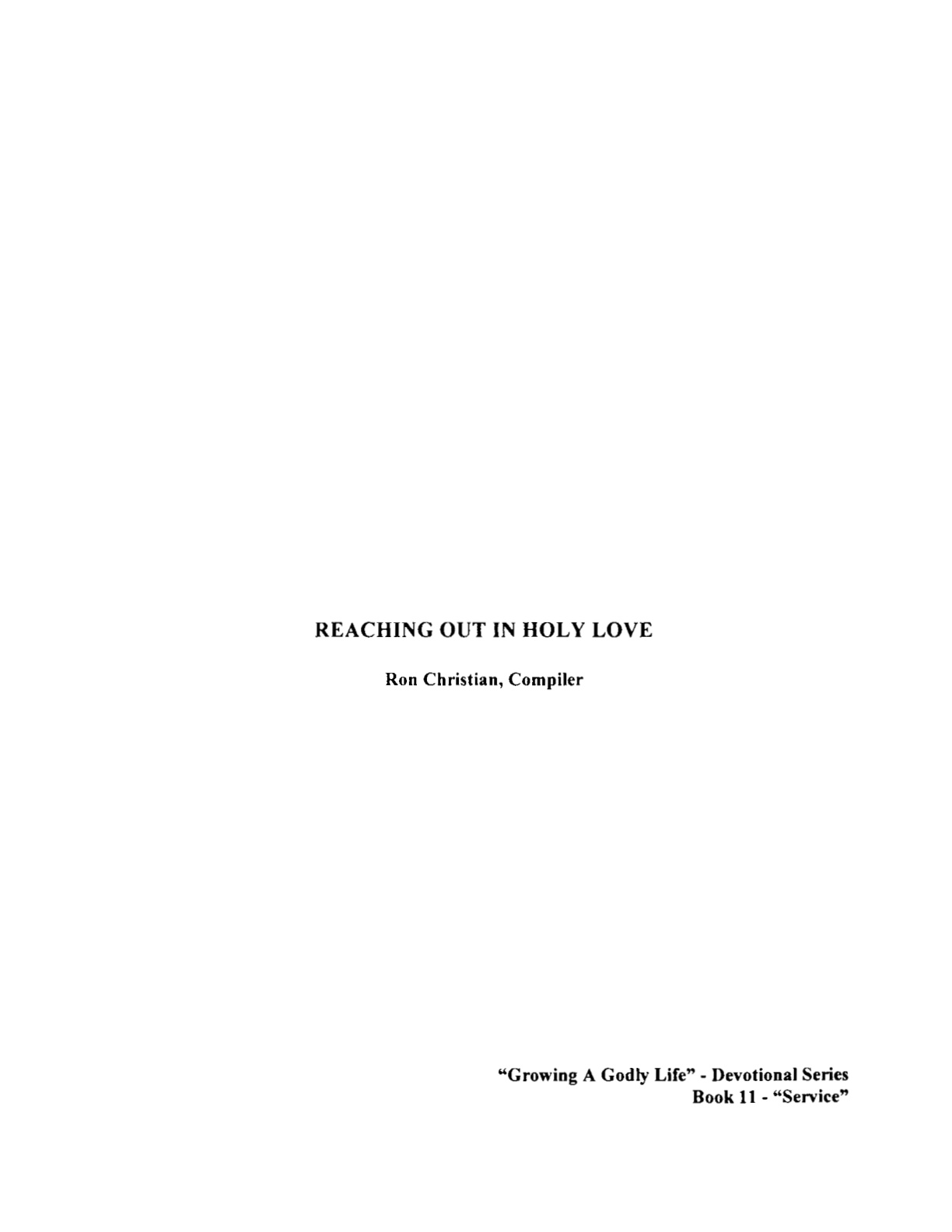 Cover of Reaching Out in Holy Love